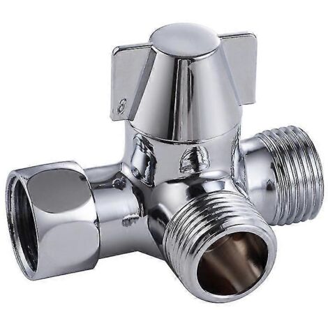 Robinet inverseur 3 voies pour douche, douchette et douche de plafond. Bras de douche en laiton massif finition chromée polie (pv8-AquaForge)