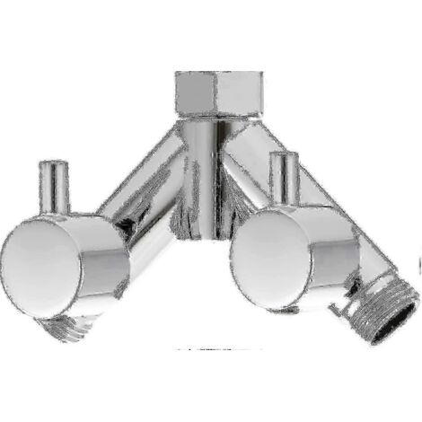 Robinet inverseur en laiton pour douche, 2 voies, en Y, 1/2 pouce, pour flexible et pommeau de douche. Finition chromée. - AquaForge
