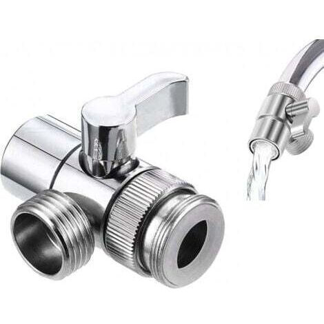 Robinet inverseur pour robinet - Connexion 1/2" - Robinet inverseur pour douche - Valve de dérivation à trois voies - Adaptateur de douche