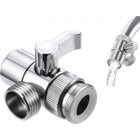 Robinet inverseur pour robinet - Connexion 1/2" - Robinet inverseur pour douche - Valve de dérivation à trois voies - Adaptateur de douche