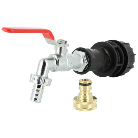 Robinet laiton chromé 15 mm + Nez 20x27 - kit couplage cuve
