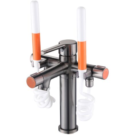 Robinet Lavabo 2-en-1 avec Hydropulseur Intégré – Double Fonction (Lavage & Hygiène Dentaire) – Corps en Laiton Antirouille & Bec 360° – Débit Réglable 3 Modes – Installation Facile
