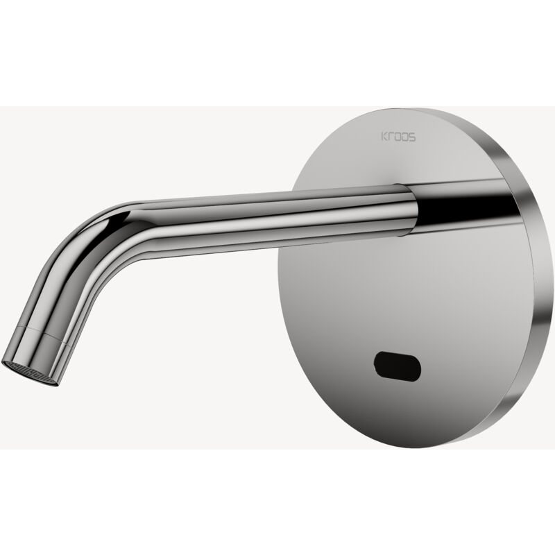 Robinet lavabo automatique mural rond, eau froide Chromé - Pula