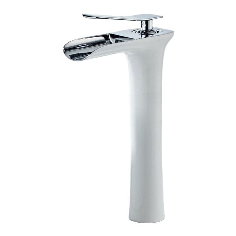 Jn.songs - Robinet Lavabo Robinet Salle de Bain Cascade Mitigeur avec Raccordement Eau Froide Chaud - Blanc
