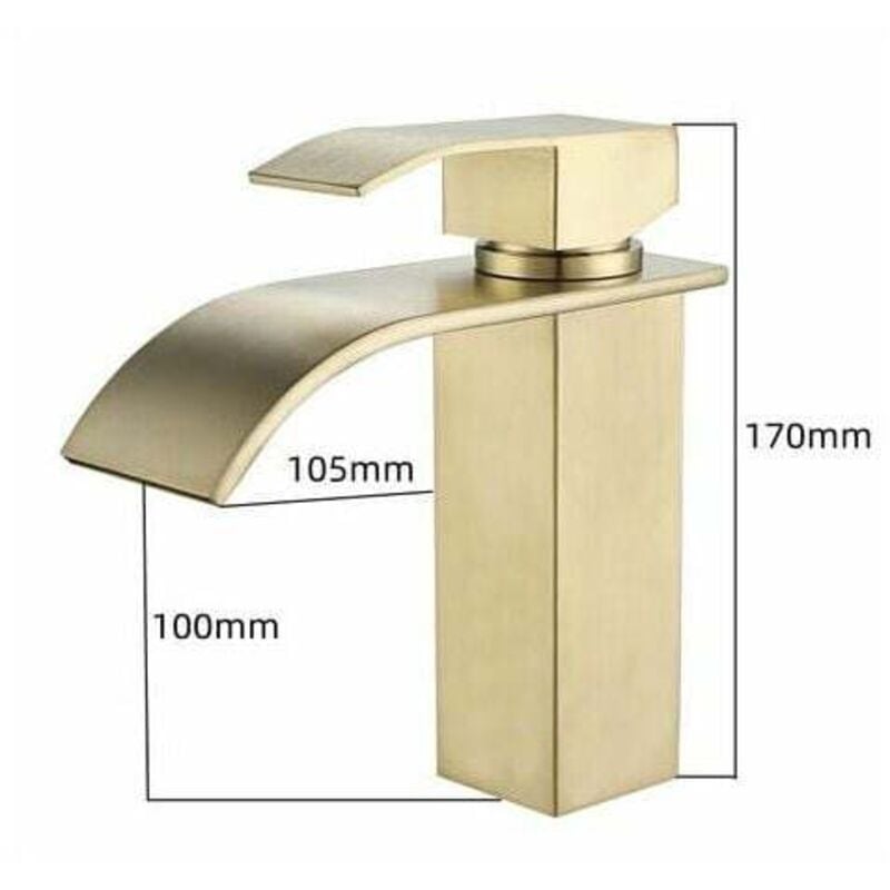 Alovez - Robinet Lavabo Cascade Doré Moderne Robinet Mitigeur pour Salle de Bain Eau Chaude et Froide Réglable