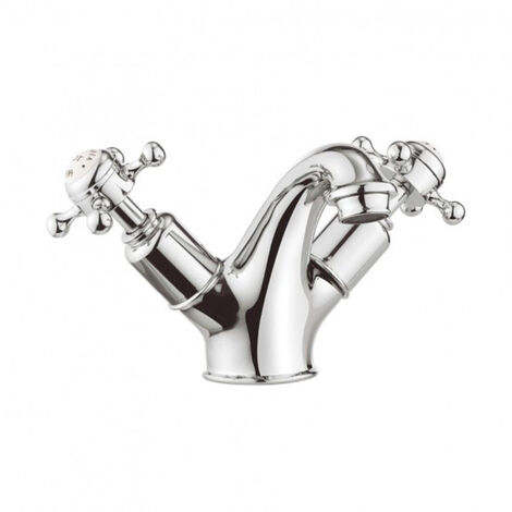 Robinet lavabo Crosswater Belgravia - bas - poignée croix - sans bonde - chrome