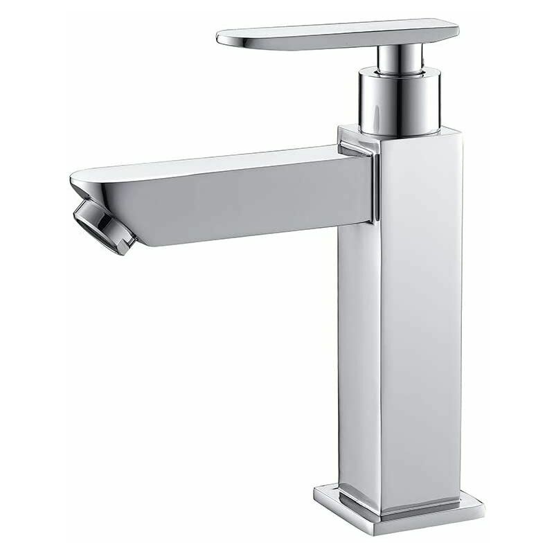 Robinet Lavabo Eau Froide Uniquement Robinet Salle de Bains en Métal Durable Robinetterie Lave Mains Cartouche Céramique Mousseur Démontable Pratique
