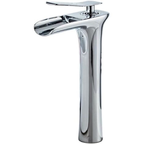 Robinet lavabo en laiton massif, mitigeur monocommande chauffe/froid, montage sur plan vasque, finition argentée – Design haut de gamme