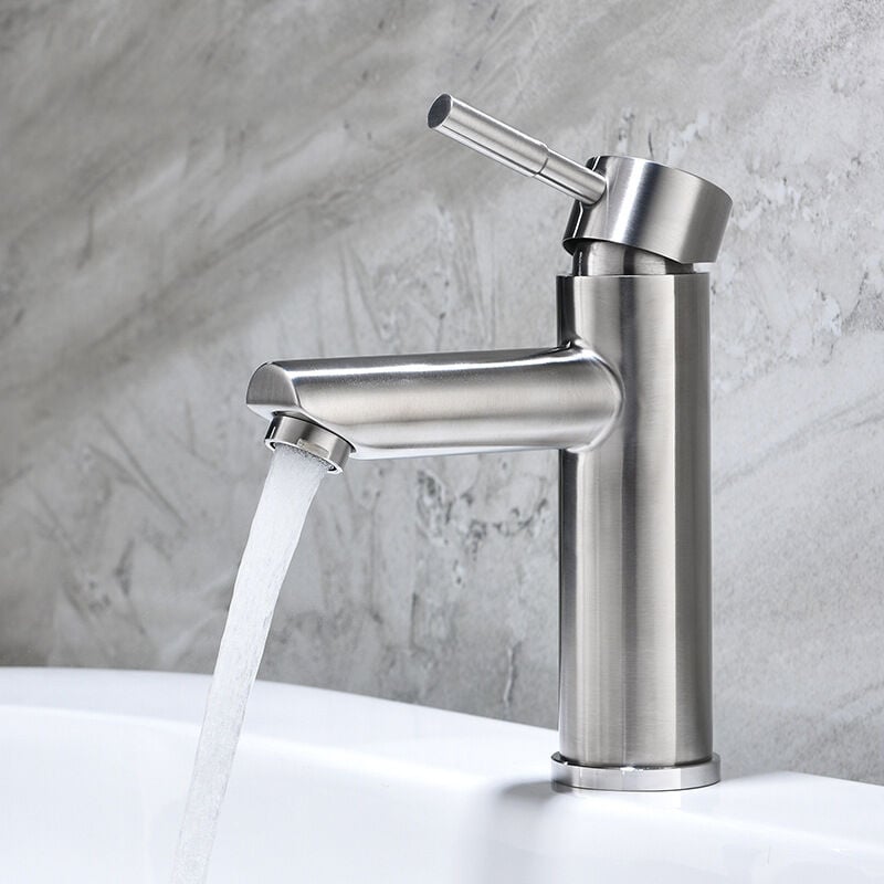 Robinet Lavabo Evier, Monocommande Mitigeur Lavabo en Acier Inoxydable 304, Design Moderne de Mitigeur Salle Bain, Chaude et Froide Réglable
