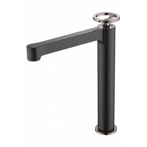 Robinet lavabo haut noir et or rose Imex - Série Olimpo