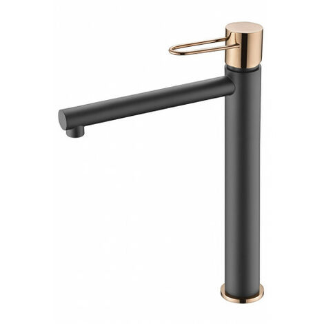 Robinet lavabo haut noir or rose Imex - Série Milos