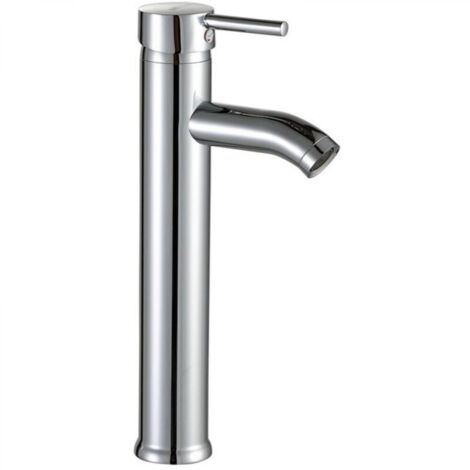 Robinet lavabo haut salle de bain acier inoxydable levier unique eau chaude et froide avec 2 tuyaux inclus robinet mitigeur haut pour vasque robinet haut lave main mitigeur lavabo haut