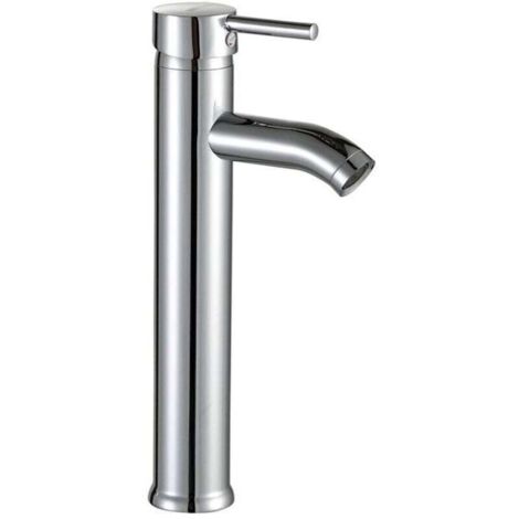 Robinet lavabo haut salle de bain acier inoxydable levier unique eau chaude et froide avec 2 tuyaux inclus robinet mitigeur haut pour vasque robinet haut lave main mitigeur lavabo haut-Crezuo