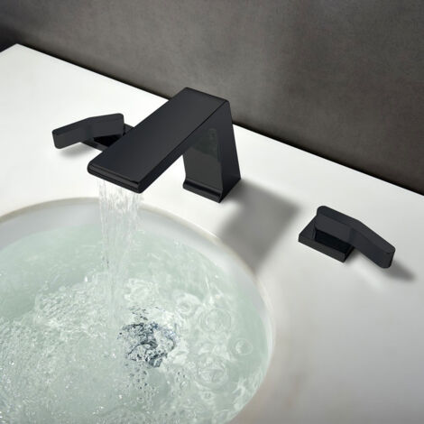 Robinet lavabo mélangeur sophistiqué en laiton massif et noir solide