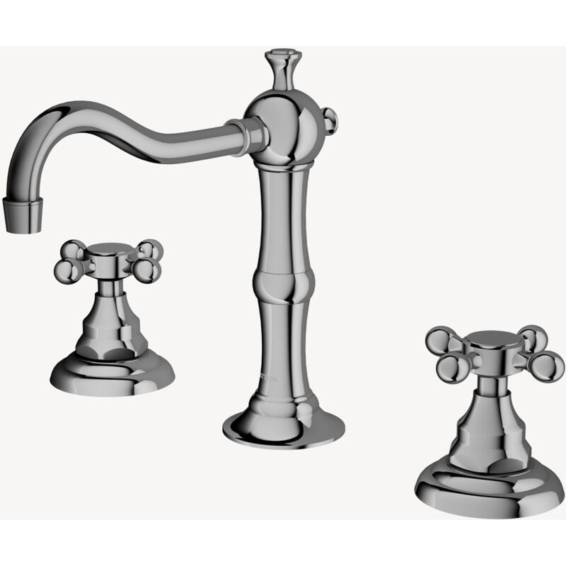 Mélangeur lavabo sur gorge en laiton, finition chromé - Rome