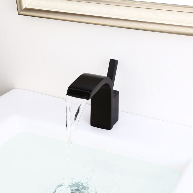 Lookshop - Robinet lavabo mitigeur contemporain en laiton massif Noir