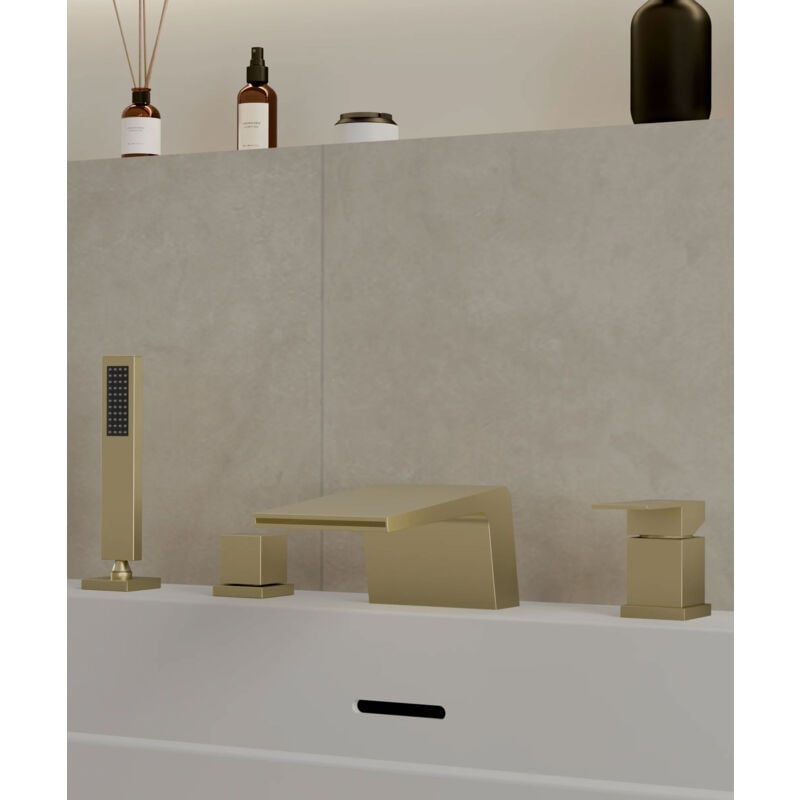 Mitigeur baignoire sur plage Doré brossé - Thilia
