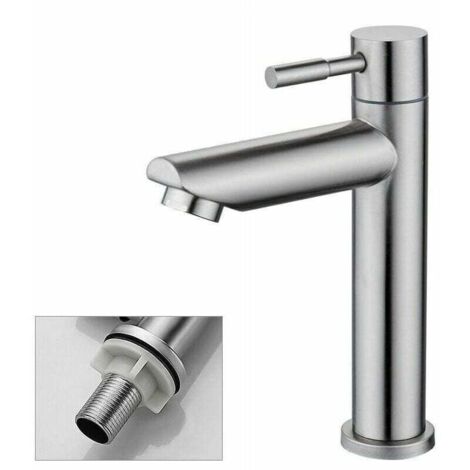 Robinet lavabo mural eau froide – Cuivre durable chromé – Cartouche céramique anti-fuite – Aérateur amovible pour nettoyage facile