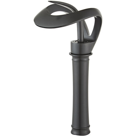 Robinet Lavabo Noir Haut Cascade Bec Haut Mitigeur Lavabo Noir Cascade Haut Robinetterie Salle de Bain Noir Cascade Mitigeur Salle de Bain,Noir,Haut