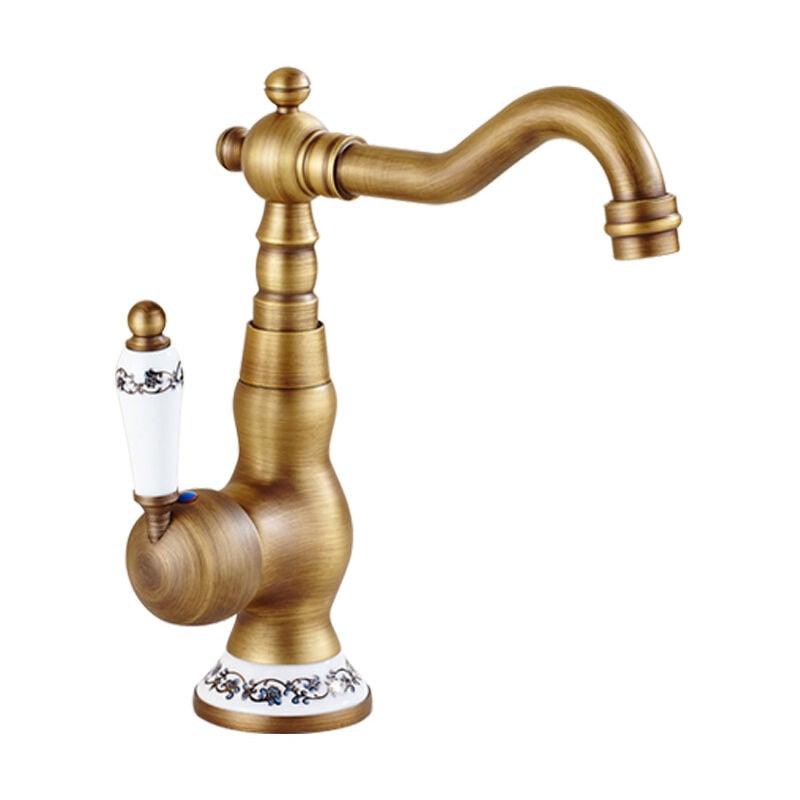 Robinet Lavabo Retro Mitigeur Lavabo en laiton Robinet Salle de Bain Eau Chaude et Froide - Court