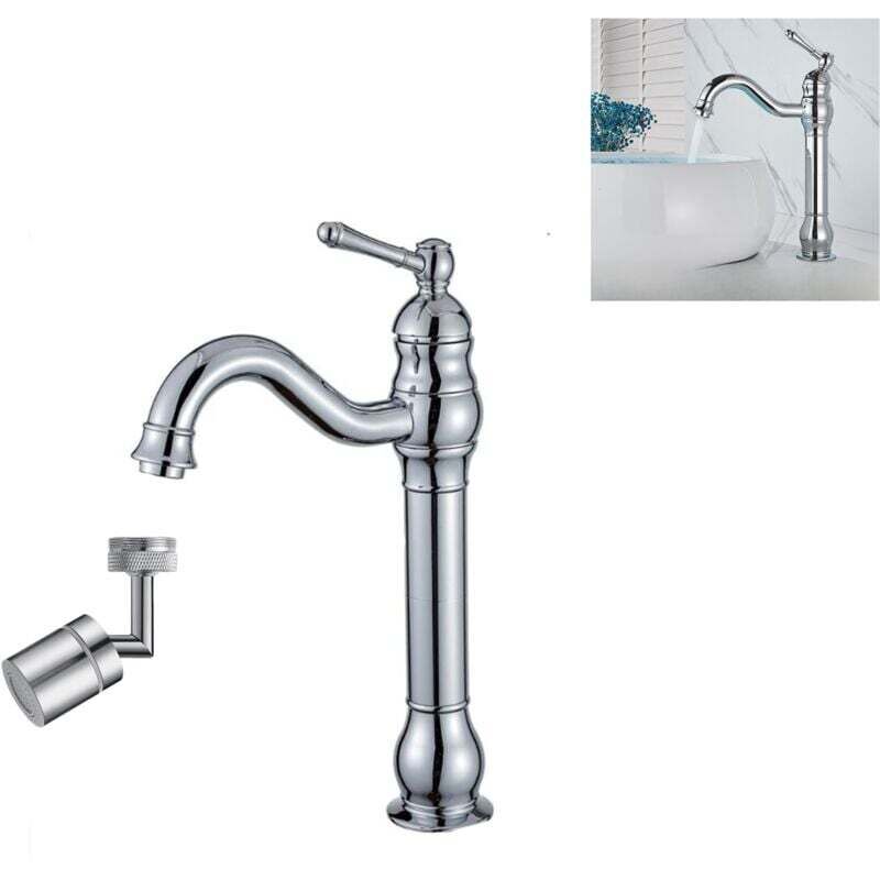 Debuns - Robinet Lavabo Rétro Pivotant à 360° Mitigeur Monocommande Salle de Bain Bec Haut Eau Froide et Chaude Disponible Chrome..