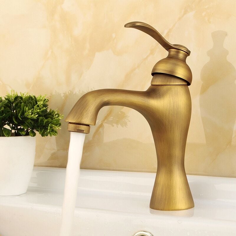 Petites Ecrevisses - Robinet Lavabo Rétro Robinet Salle de Bain en Laiton Monocommande Mitigeur Lavabo Chaude et Froide Réglable 3/8'' Installation