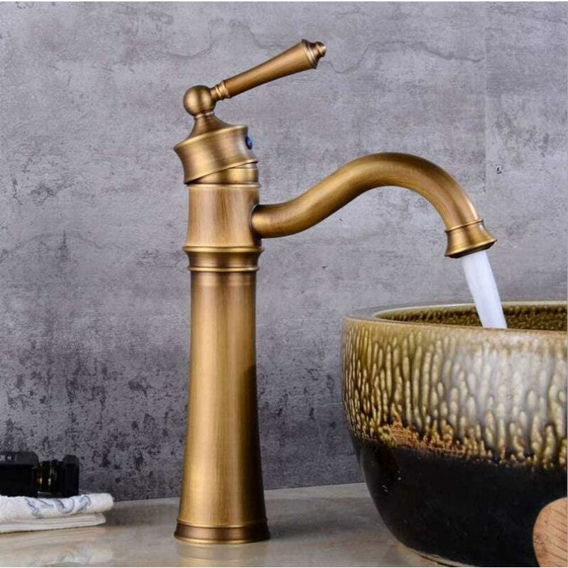 Phasat - Robinet Lavabo Rétro,Pivotant Robinet Salle de Bain, Mitigeur Lavabo en Laiton, Mitigeur Salle de Bain avec Valve en Céramique Neuve, Dorée a