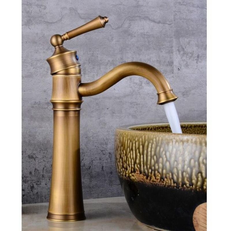 Fitags - Robinet Lavabo Rétro,Pivotant Robinet Salle de Bain, Mitigeur Lavabo en Laiton, Mitigeur Salle de Bain avec Valve en Céramique Neuve, Dorée a