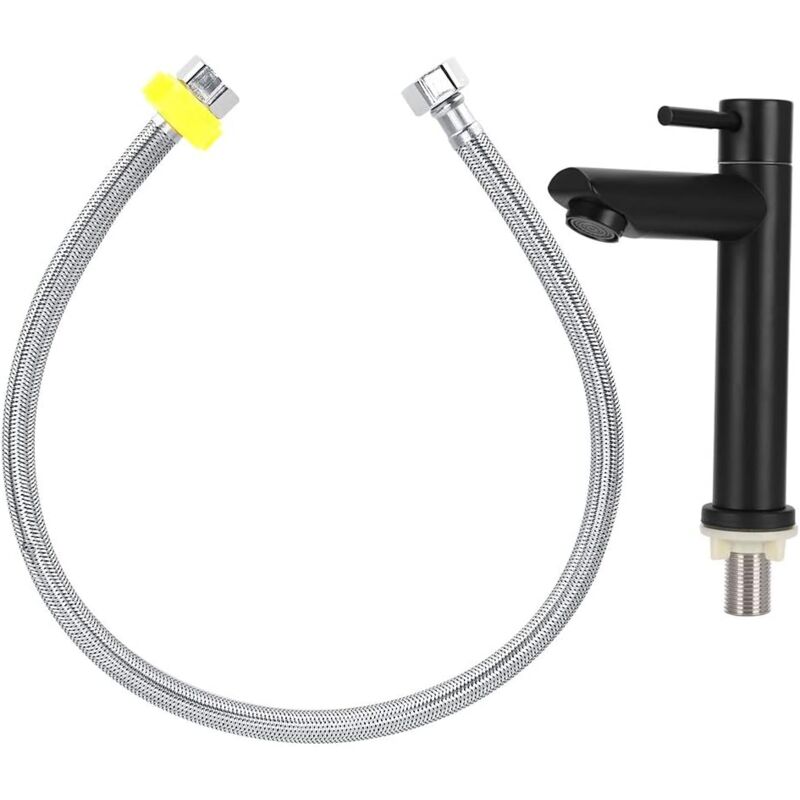 KZQ - Robinet Lavabo, Robinet d'eau en Acier Inoxydable Mitigeur Lavabo Mélangeur Simple d'eau Froide Robinet pour Salle de Bain