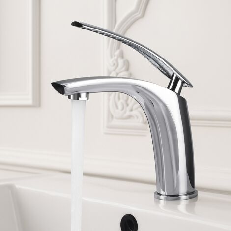 Robinet lavabo robinet salle de bain Mitigeur Lavabo Luxe en laiton avec Flexible x 2 Chrome