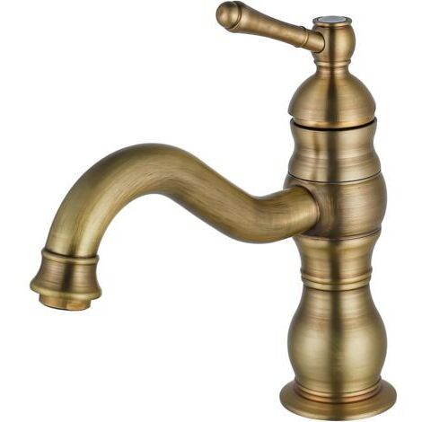Robinet Lavabo Salle de Bain en Métal, Mitigeur Lave Main G1/2 à Poignée Croisée, Robinet Eau Froide Uniquement avec Filtre, Petit Mitigeur Évier Cuisine, pour Baignoire Économie d'Eau