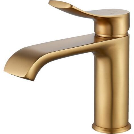 Robinet Lavabo Salle de Bain, Mitigeur Lavabo Mélangeur à Une Main, Sortie 87mm, Robinet Lave Main Adapté à Salle de Bain, WC d'Invités, Doré