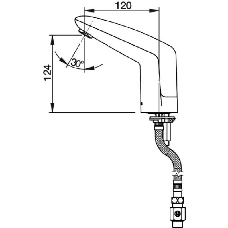 Presto - Robinet lavabo sur plage électronique Volta green à pile + robinet d'arrêt