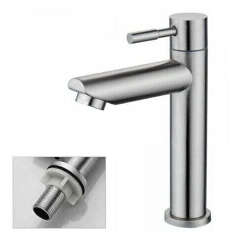 Robinet Lavabo Vasque Eau Froide Unique - Levier Unique - Cuivre Chromé Durable avec Filtre Céramique Anti Fuite