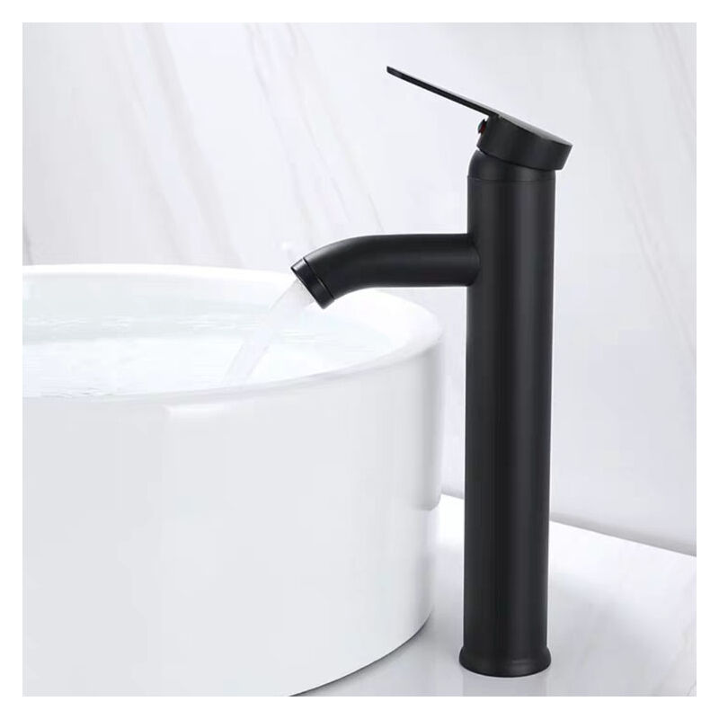 Robinet Lave-Mains Noir Mat - Mitigeur Eau Chaude/Eau Froide pour Salle de Bain