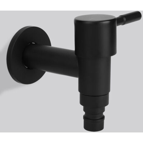 Robinet Machine à Laver Court Noir Acier Inoxydable G1/2" Mâle - Connexion Rapide Eau Froide
