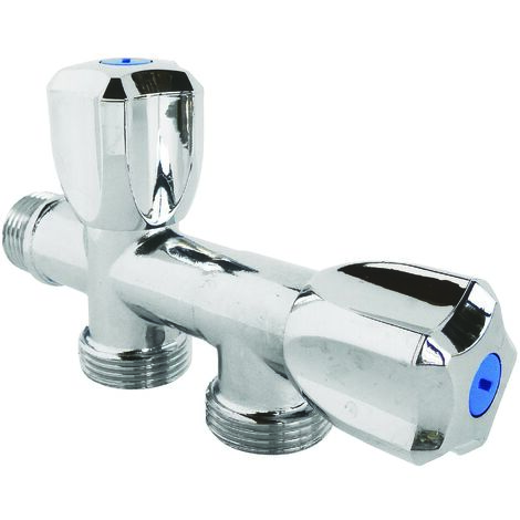 Robinet machine à laver double en ligne - mâle 3/4" (20/27) - Somatherm