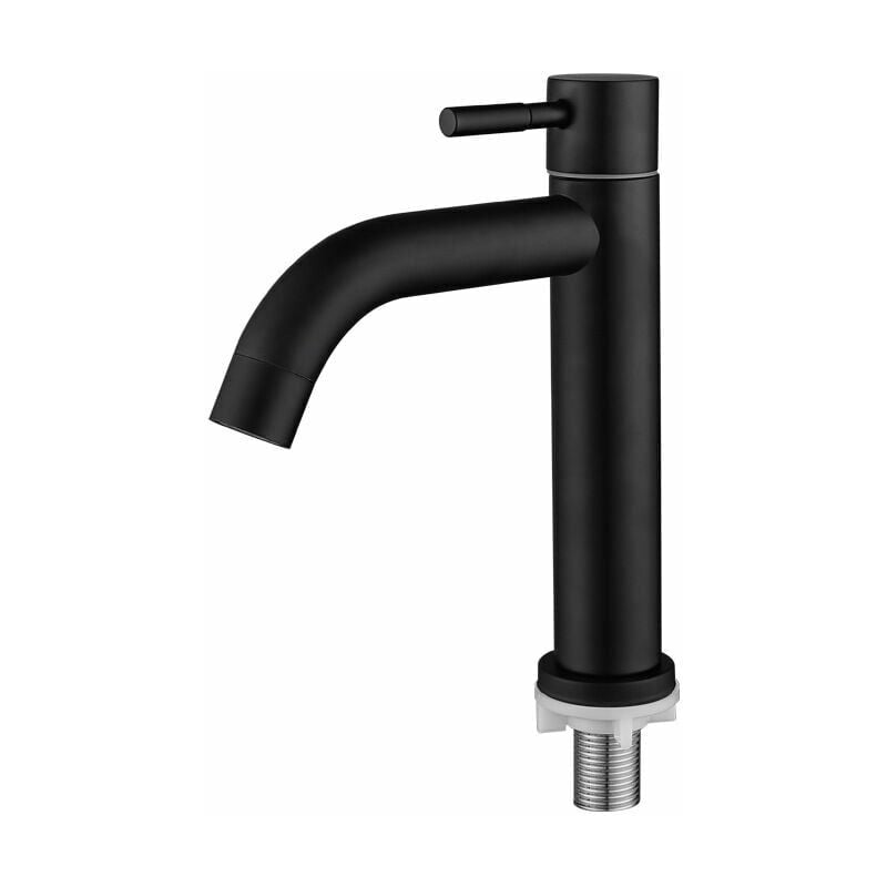 Robinet Mat Bassin en Acier Inoxydable Noir Robinet d'eau Froide Unique Robinet pour la Maison Cuisine Salle Utilisation, G1 / 2in Filetage male