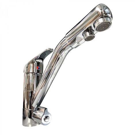Robinet mélangeur 3 voies chromé – Eau chaude, froide et purifiée – Installation sans perçage – Certifié ACS et WRAS – Quadro