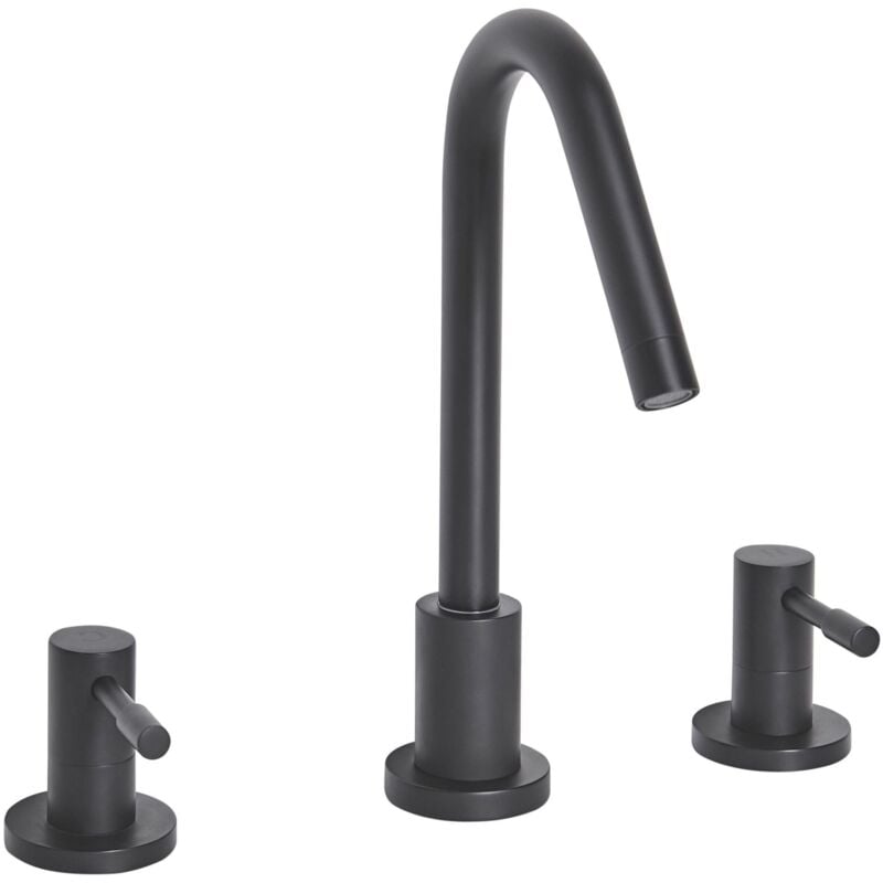Robinet Mélangeur en Laiton et Acier Inox Noir Mat Parfait pour Lavabo Vasque Accessoire Déco de Salle de Bain Moderne et Minimaliste Beliani