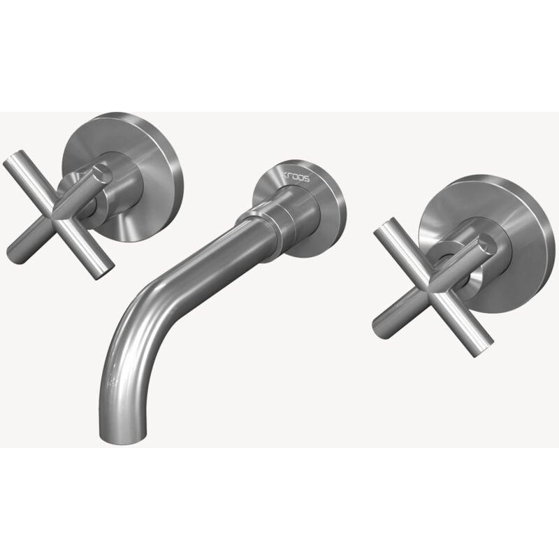 Kroos ® - Robinet mélangeur lavabo mural Nickel brossé - Corbeau