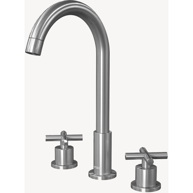 Robinet mélangeur lavabo sur plage Nickel brossé - Corbeau