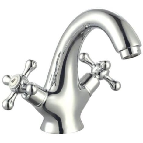 Robinet mélangeur mécanique fixe pour lavabo : Conception robuste, réglage fluide chaud/froid, finition durable et installation simple sur plan de toilette