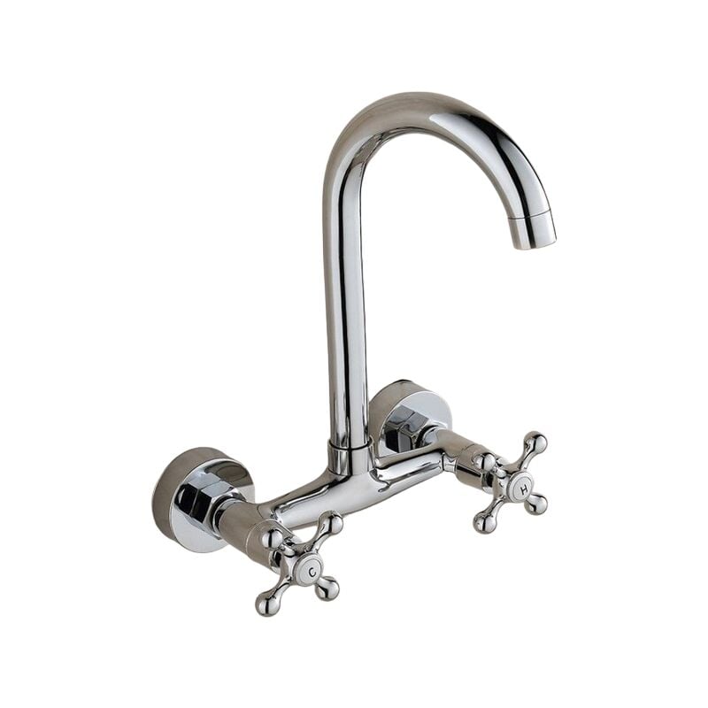 Robinet mélangeur mural avec bec à parapluie vintage