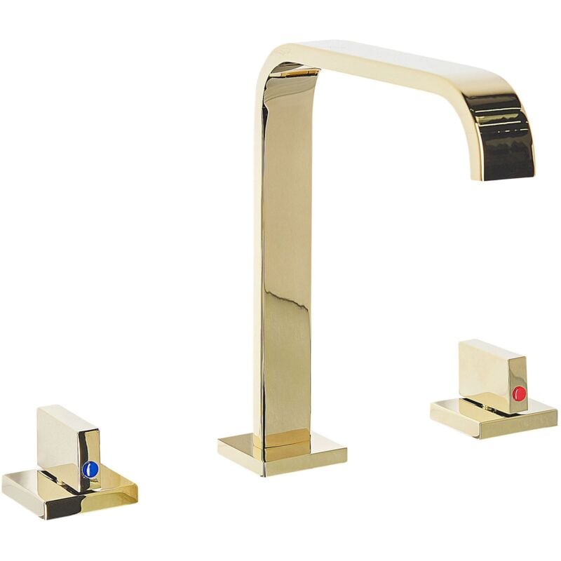 Robinet Mitigeur en Laiton Zinc et Acier Inox Doré 25 cm Haute Qualité Kagera