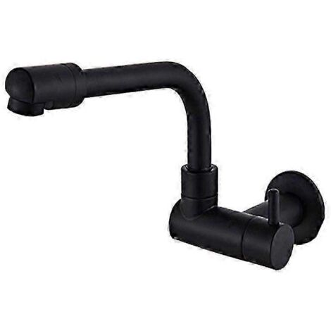 Robinet mélangeur rotatif en laiton massif noir pour eau froide, pour évier de cuisine, lavabo ou robinet de piscine