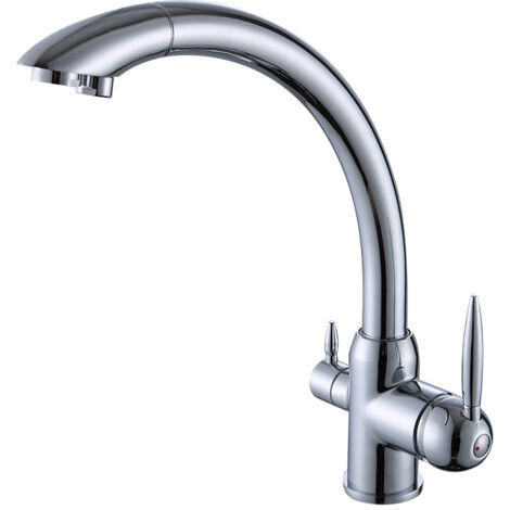 Robinet mitigeur 3 voies Robinet purificateur d'eau de cuisine tout en cuivre 3 en 1