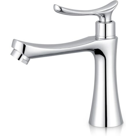 Robinet mitigeur à levier unique pour toilettes d'invités avec un trou - Montage sur pont - Chrome poli