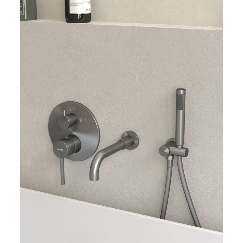 Robinet mitigeur de baignoire à encastrer Gun métal - Corbeau