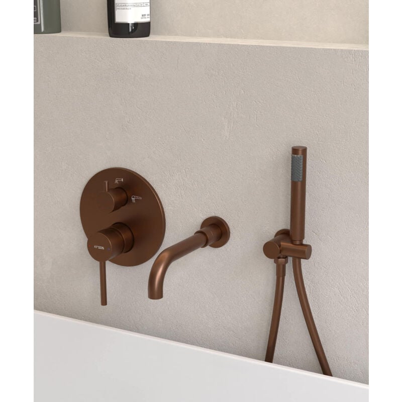 Robinet mitigeur de baignoire à encastrer Or rose brossé - Corbeau